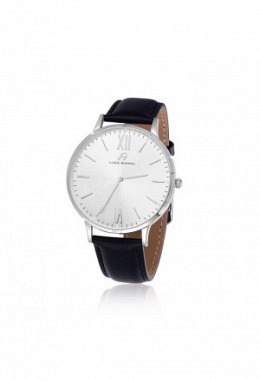 Orologio Con Cinturino In Pelle E Quadrante Silver