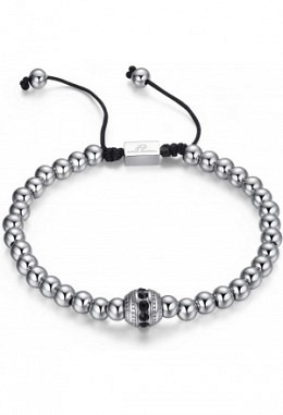 Bracciale con strass neri e acciaio