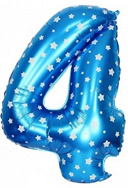 Numero 4 turchese con stelle