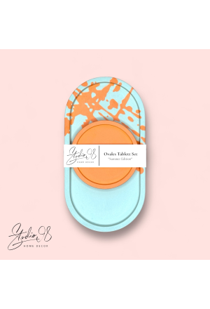 Ovales Tablet Set Türkis - Koralle