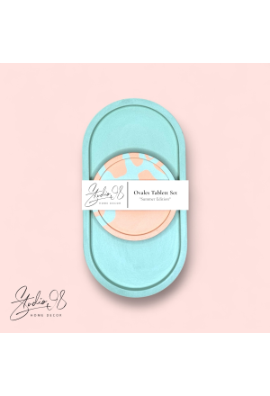 Ovales Tablett Set - Türkis