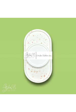 Ovales Tablett Set °Natur Terrazzo Beige/Terra Cotta°