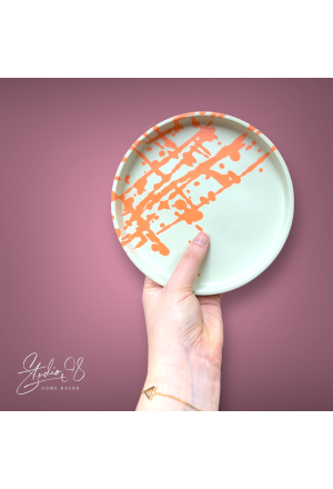 Rundes Tablett (klein) Türkis - Koralle