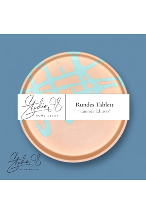 Rundes Tablett (klein) Koralle - Türkis