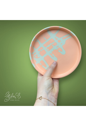 Rundes Tablett (klein) Koralle - Türkis