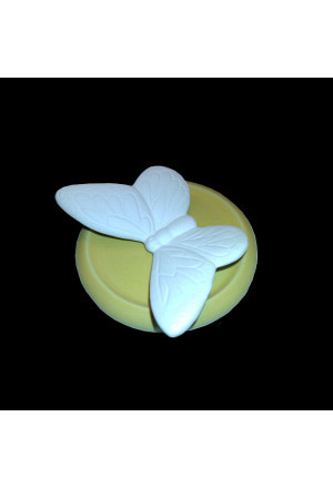 Duftstein Schmetterling auf Unterteller gelb