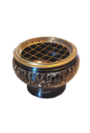 Räuchergefäss schwarz mit Verzierungen gross