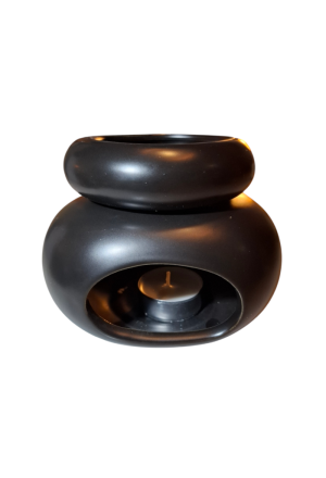 Duftlampe schwarz Keramik mit Schale