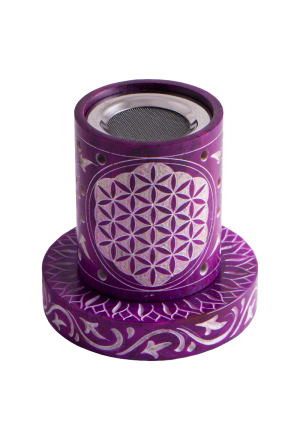 Räucherstövchen Blume des Lebens Speckstein lila