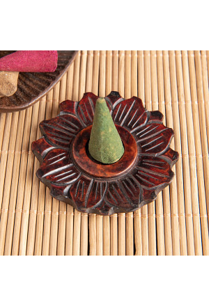 Räucherkegelhalter Lotus aus Speckstein