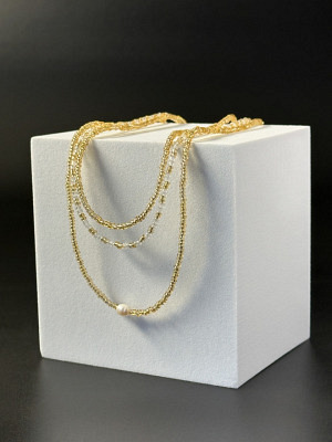 Drei-Layer-Halskette Magnetverschluss - 3er Set Gold