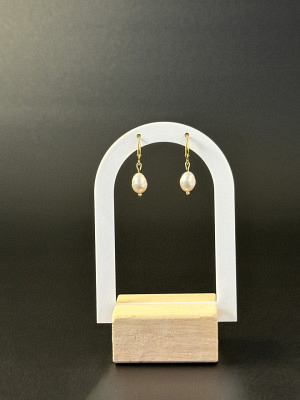 Golden Pure Pearl - Creolen oder Ohrringhaken