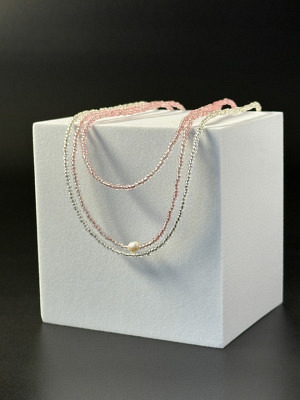 Drei-Layer-Halskette Magnetverschluss - 3er Set Silber