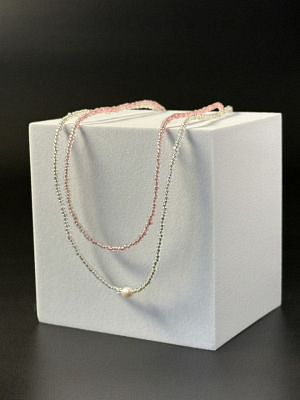 Zwei-Layer-Halskette Magnetverschluss - 2er Set Silber