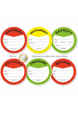 Prüfplakette verschiedene Motive - rund