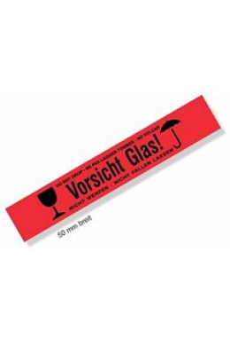 Klebeband Vorsicht Glas! 50mm - rot