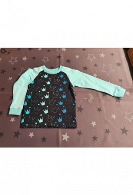 Pullover Raglan Chröndli verrötscht mint Grösse 104/110