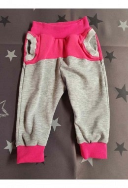 Hose Motti handmade Grösse 62 pink/grau