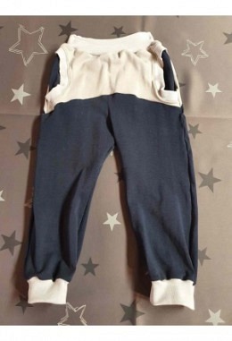 Hose Motti handmade Grösse 98 dunkelblau/grau