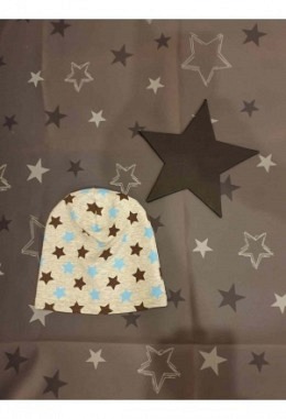 Mütze gefüttert Sterne braun/blau Grösse 48
