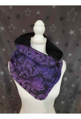 Knopfschal Erwachsene violett/schwarz