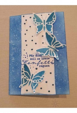 Karte Konfetti blau