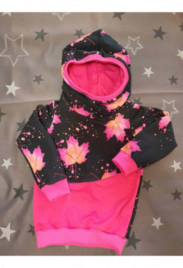 Hoodie handmade Grösse 104 Herbstblätter pink