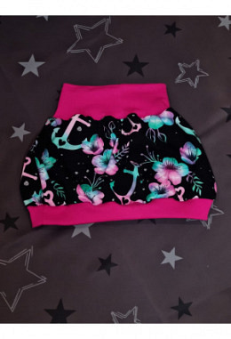 Ballonrock handmade Grösse 98 Blumen/Anker mint/rosa/pink