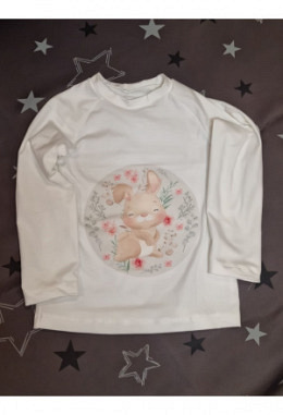 Pullover handmade Grösse 110 Hase weiss