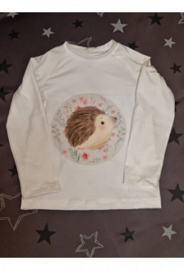 Pullover handmade Grösse 116 Igel weiss