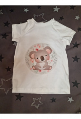 T-Shirt handmade Grösse 116 Koala weiss