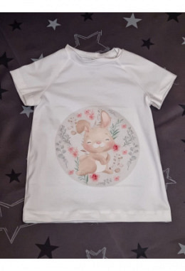 T-Shirt handmade Grösse 104 Hase weiss