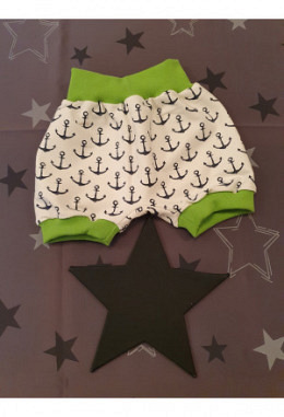 Shorts handmade Grösse 80-92 Anker grün