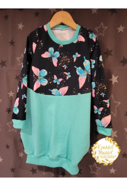 Ballonkleid handmade Grösse 128 Schmetterling navy