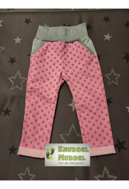 Hose KuddelMuddi handmade Grösse 92 Chrönli rosa/grau