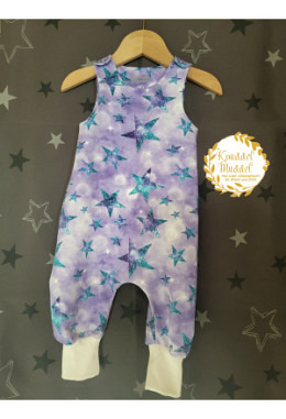 Strampler Lybstes handmade Space Stars flieder Grösse 80