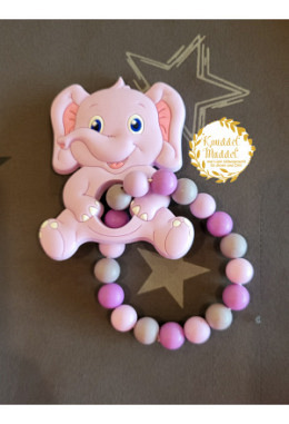 Beissring aus Silikon Elefant rosa