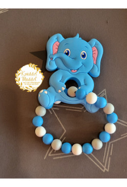 Beissring aus Silikon Elefant blau