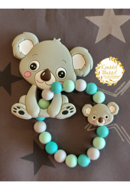Beissring aus Silikon Koala grau/mint