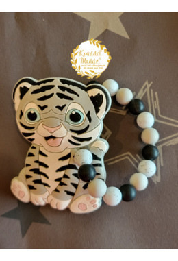 Beissring aus Silikon Tiger grau