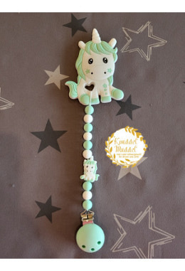 Beisskette aus Silikon Einhorn mint