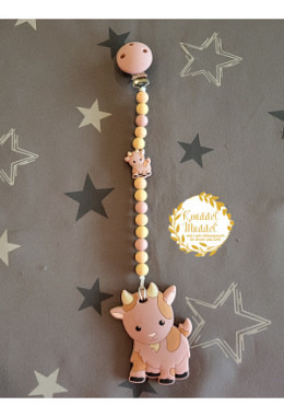 Nuggi-/Beisskette aus Silikon Ziege blush