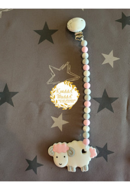 Nuggi-/Beisskette aus Silikon Schaf