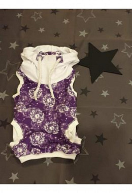 Freya Pullunder handmade Grösse 98 Pusteblume violett/weiss