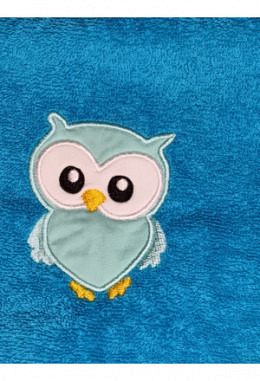 Schlupflätzli handmade türkis mit Eule