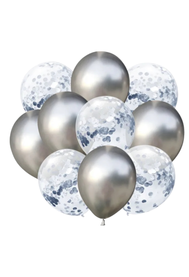 Ballon Bouquet Konfetti Silbermix