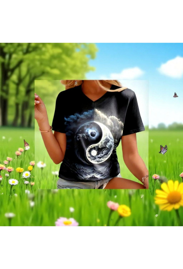 Shirt yin yang moon L