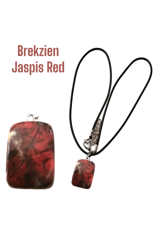 Naturstein Halskette Quader Jaspis Red