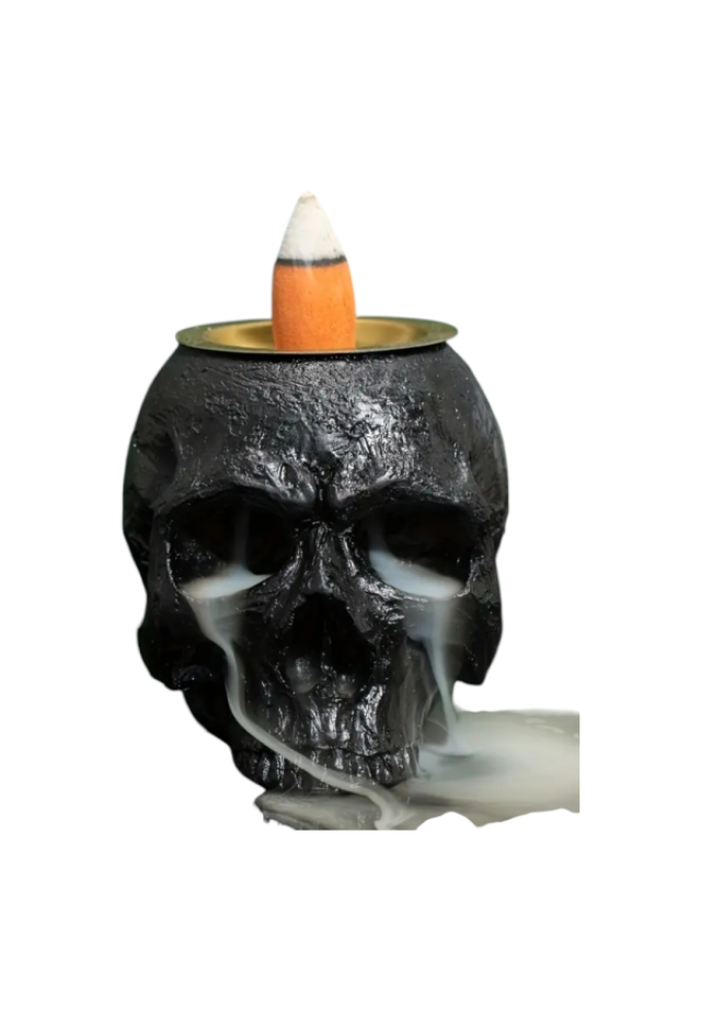 Keramik Räucherkopf Skull schwarz