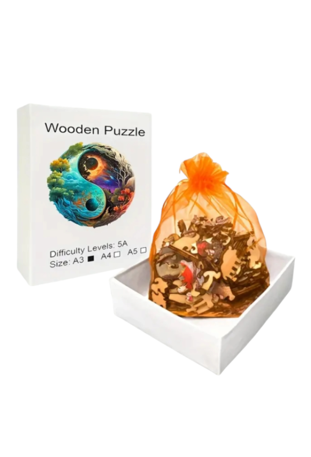Wooden Puzzle yin yang earth